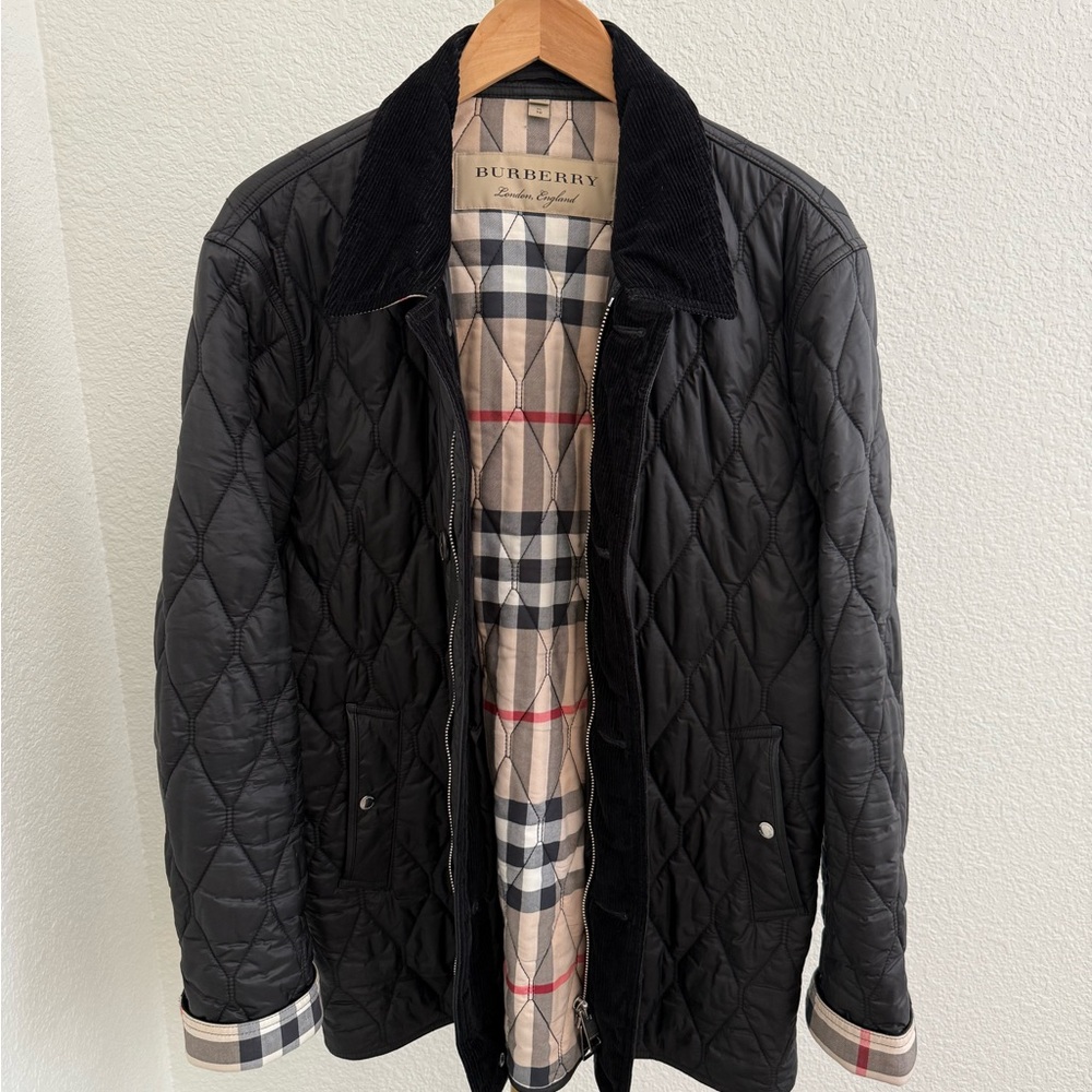 Burberry Black Quilted Jacket with Check Lining